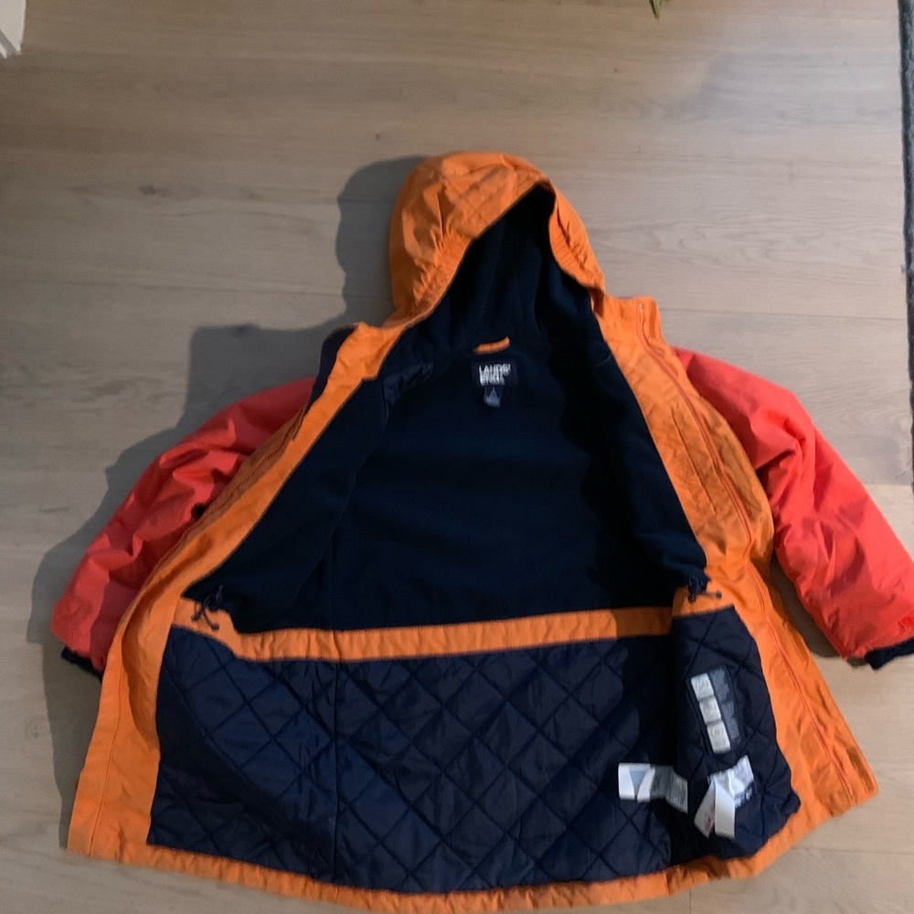 Lands’ End Kids Squall Parka L 10-12 Orange Waterproof Insulated Winter Coat - Picture 4 of 15